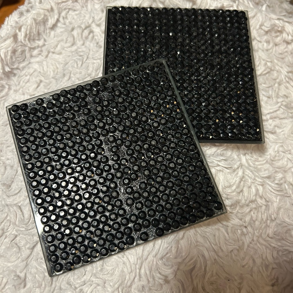 Black Rhinestone Coasters set of 2